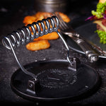 Round Cast Iron Meat Press with a Wire Handle