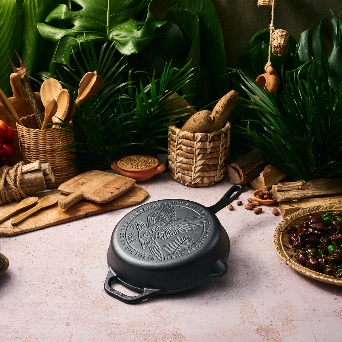 10-Inch Cast Iron Skillet Macaw