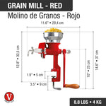 Cast Iron Red Grain Grinder/Corn Mill with Low Hopper