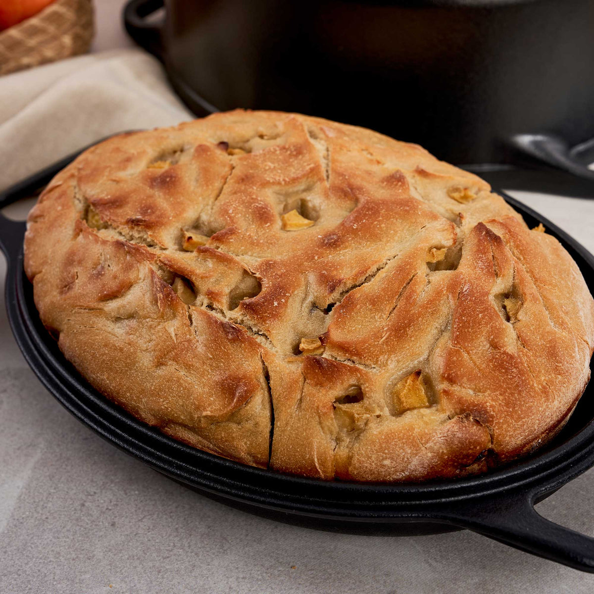 6-Quart Cast Iron Oval Dutch Oven Combo – Bread Baker & Skillet Set