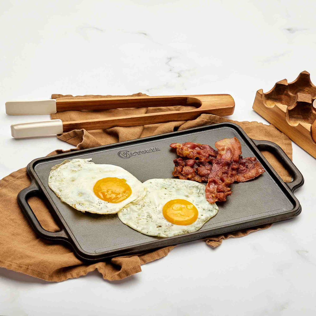 Rectangular Cast Iron Reversible Griddle – 13” x 8.5”, Dual Handle