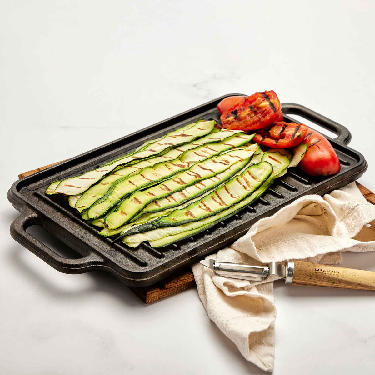 Rectangular Cast Iron Reversible Griddle – 13” x 8.5”, Dual Handle