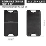 Rectangular Cast Iron Reversible Griddle – 18.5” x 10”