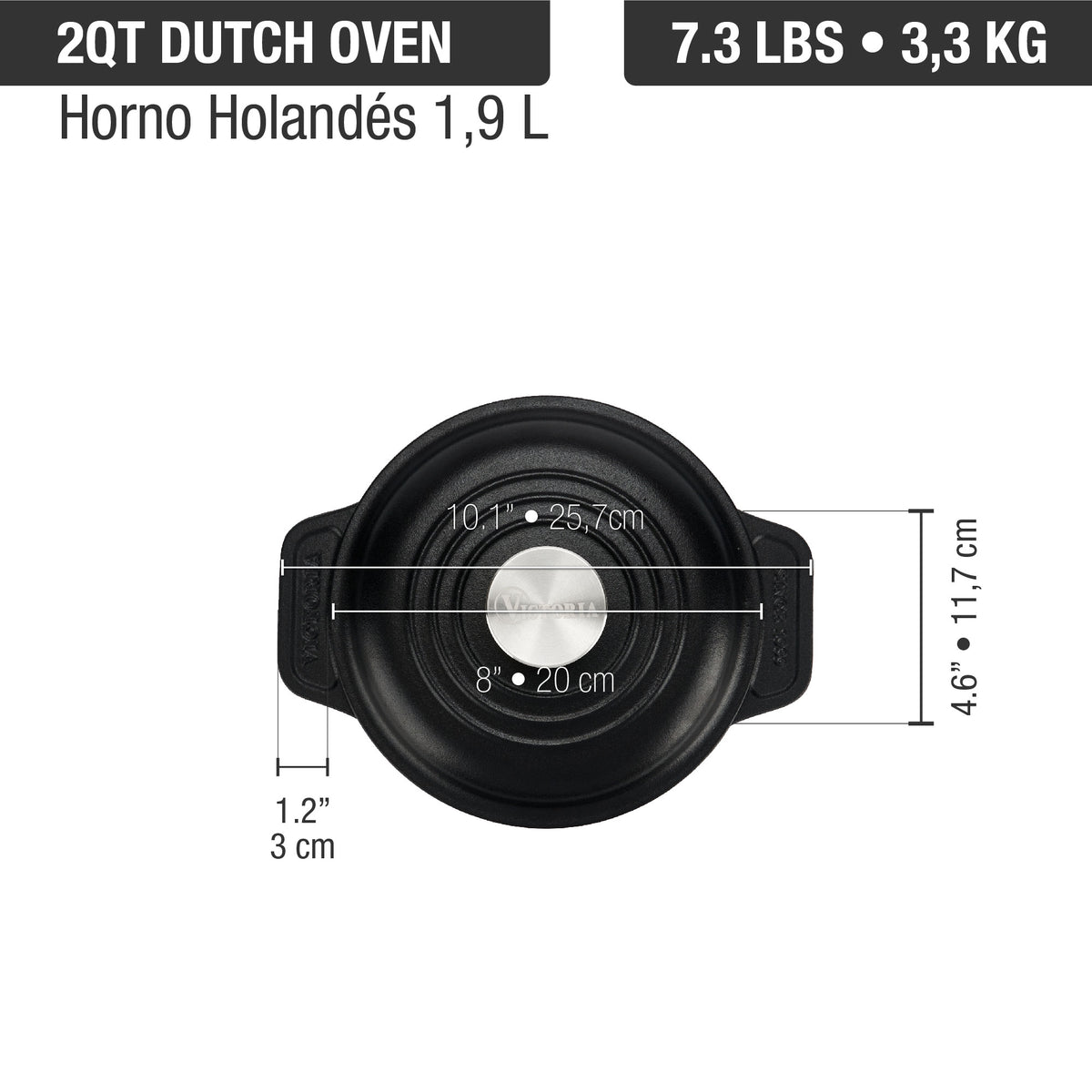 2 QT Cast Iron Dutch Oven with Lid
