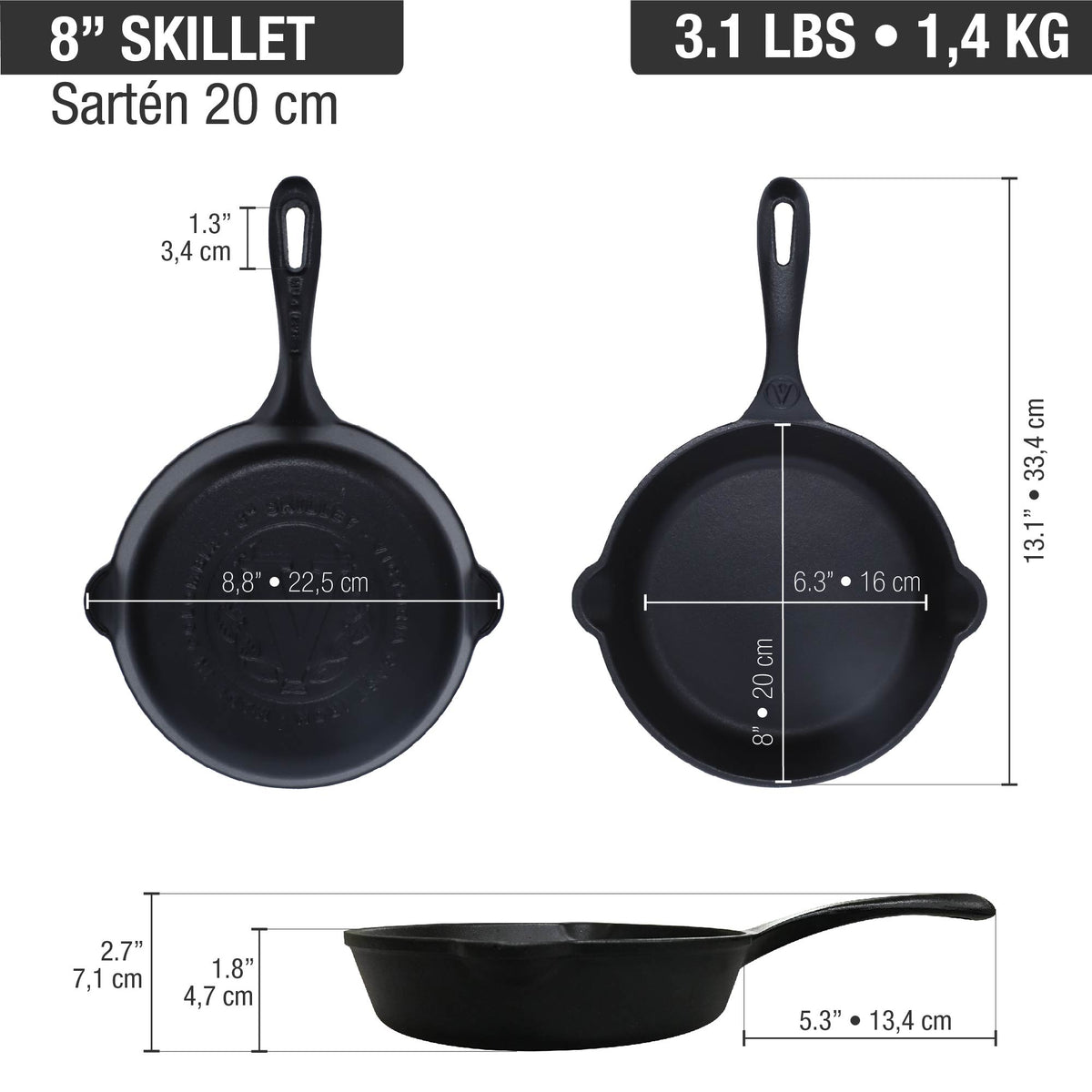 8"-Inch Cast Iron Skillet