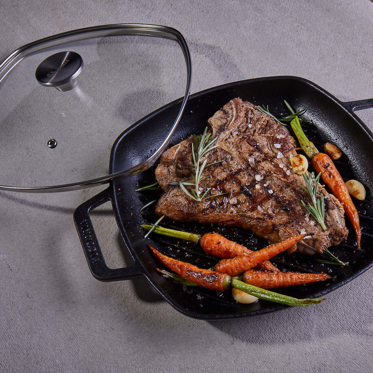 Glass Lid with Stainless Steel Knob for 10" Grill Pan