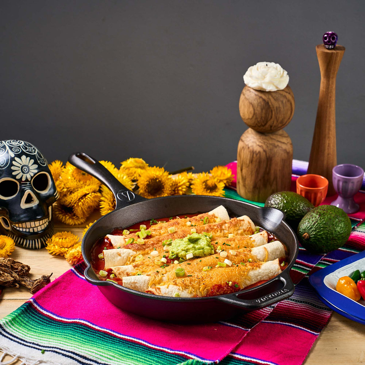 12-Inch Day of Dead Calaca Cast Iron Skillet