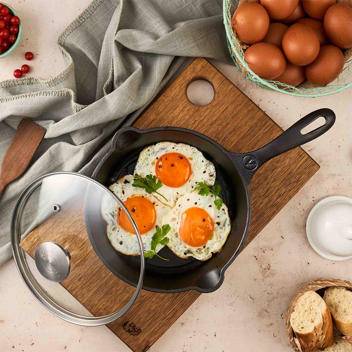 Glass Lid with Stainless Steel Knob for 8" Skillet