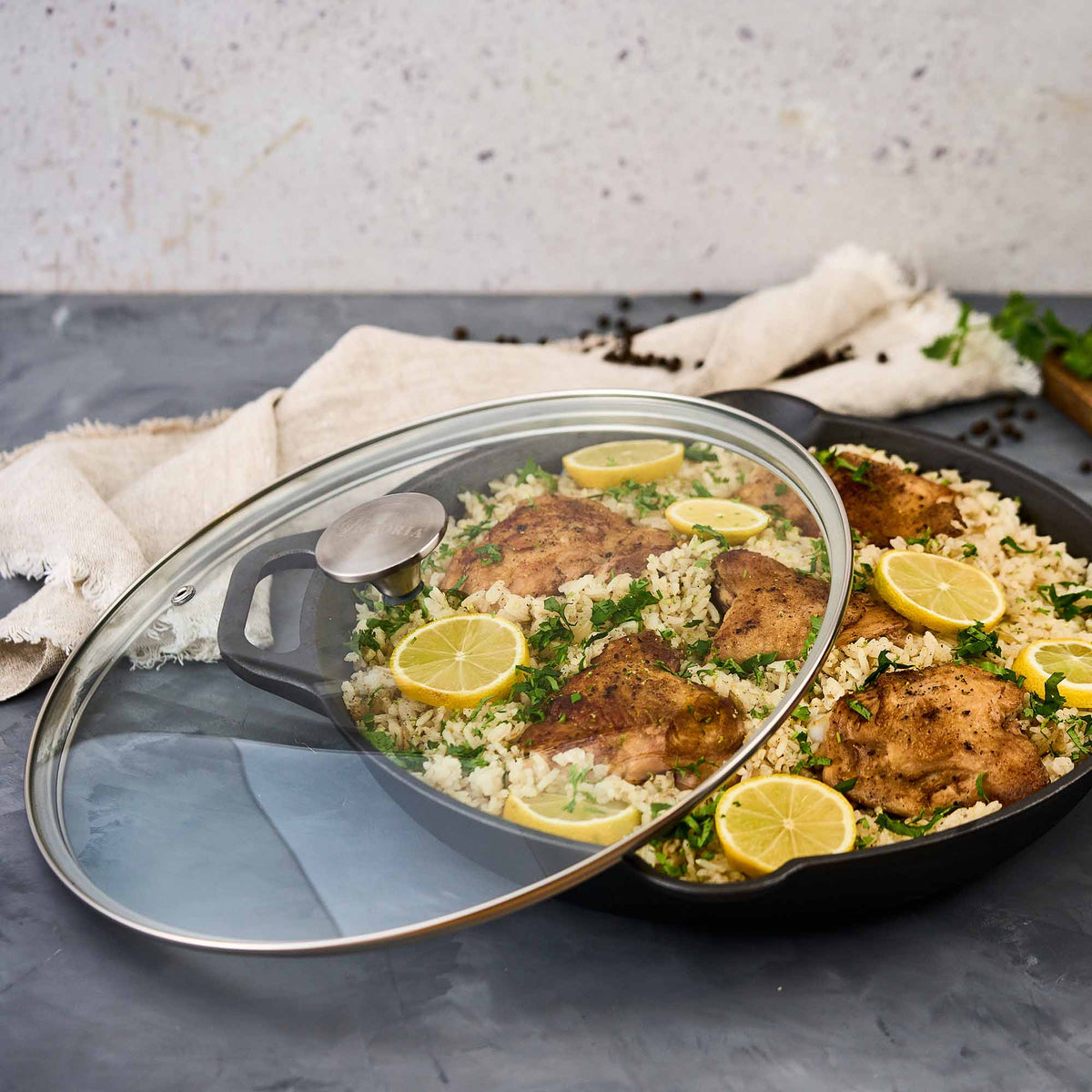 Glass Lid with Stainless Steel Knob for 13" Skillet