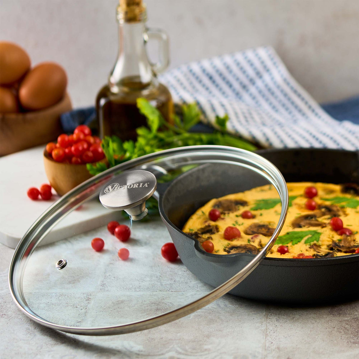 Glass Lid with Stainless Steel Knob for 10" Skillet