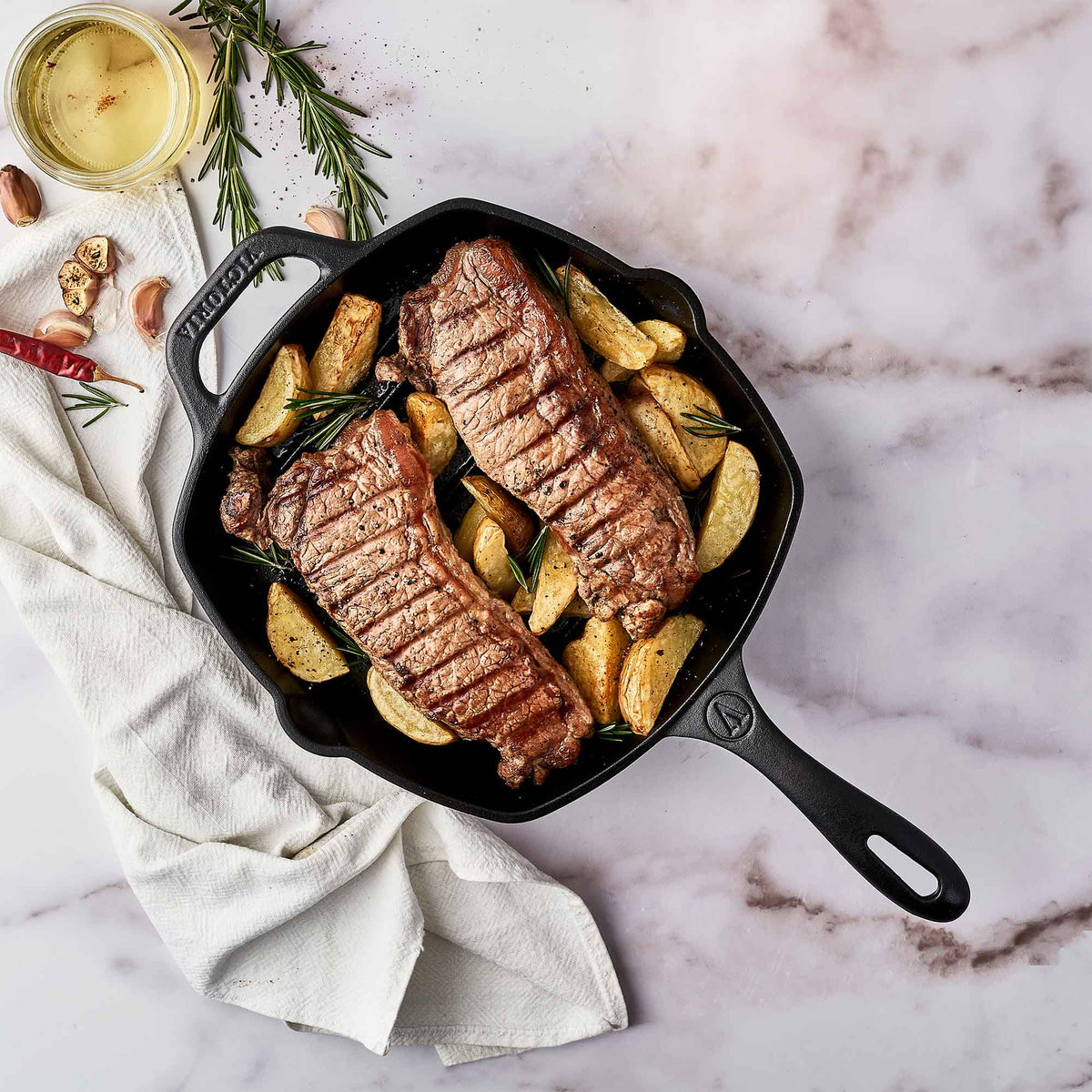 Square Cast Iron Grill Pan 10in x 10in