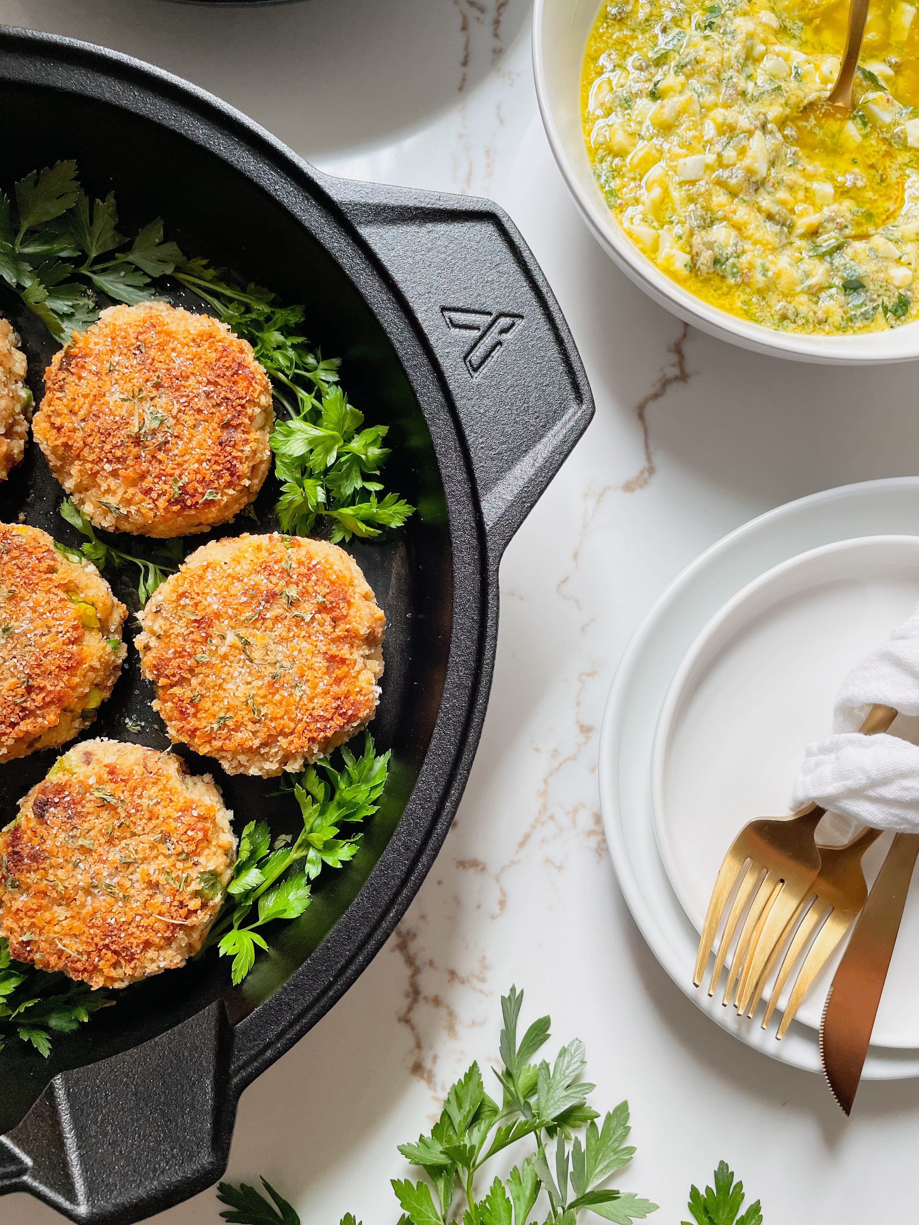 Salmon Croquettes with Gribiche