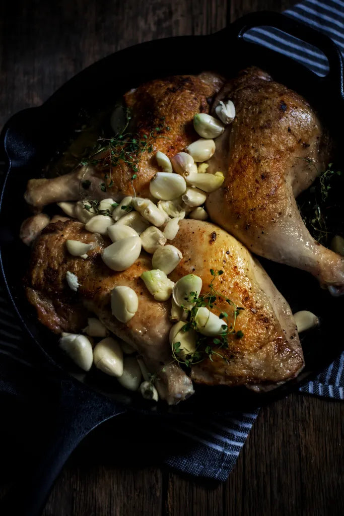 Easy Garlic Chicken Thighs with White Wine by @SaltandSuch