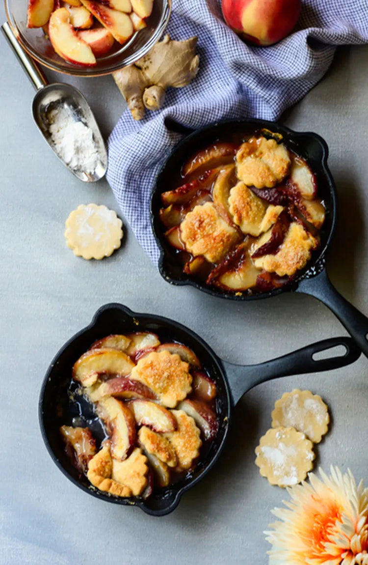 Ginger Peach Cardamom Shortbread Cobbler by @maisonrees