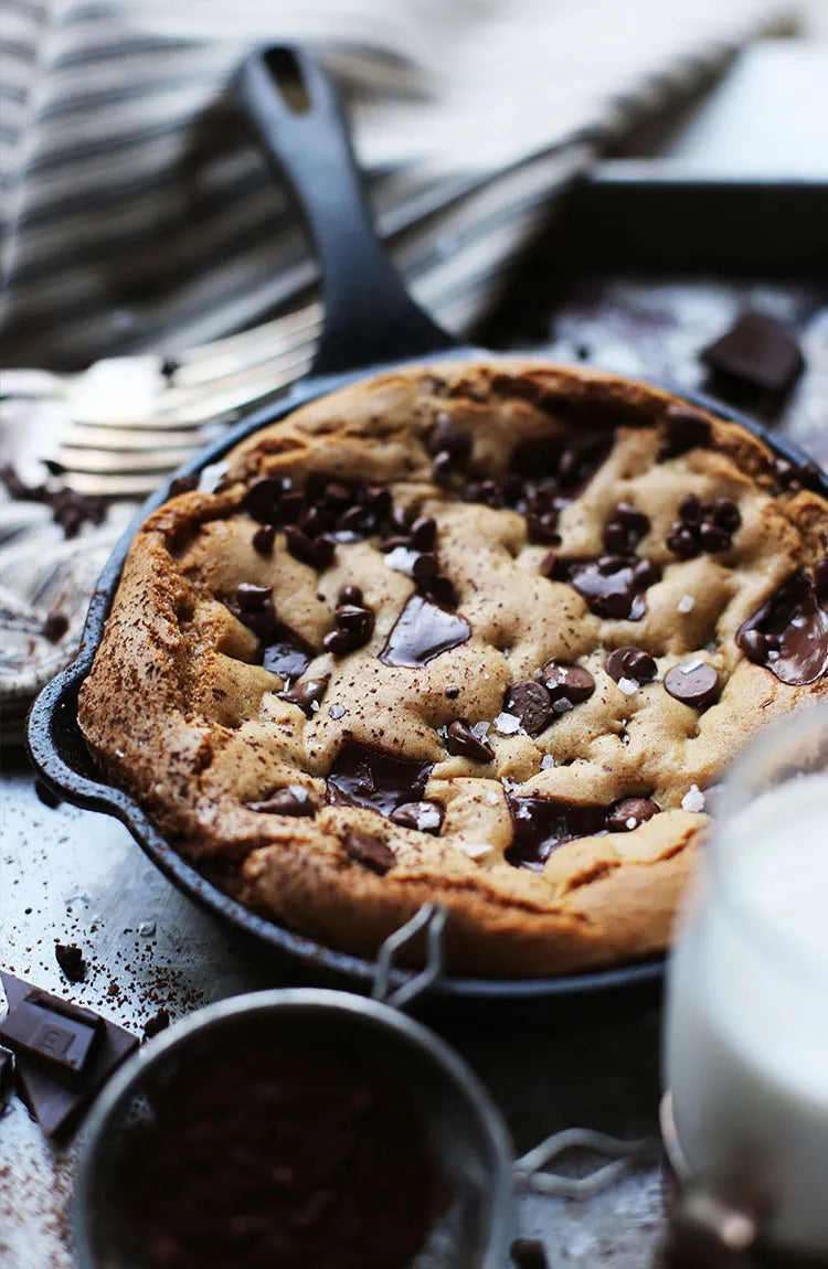Browned Butter Skillet Chocolate Chip Cookie by @oliveandartisan
