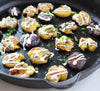Smashed Potatoes with Spicy Vegan Aioli by @cocoaandsalt