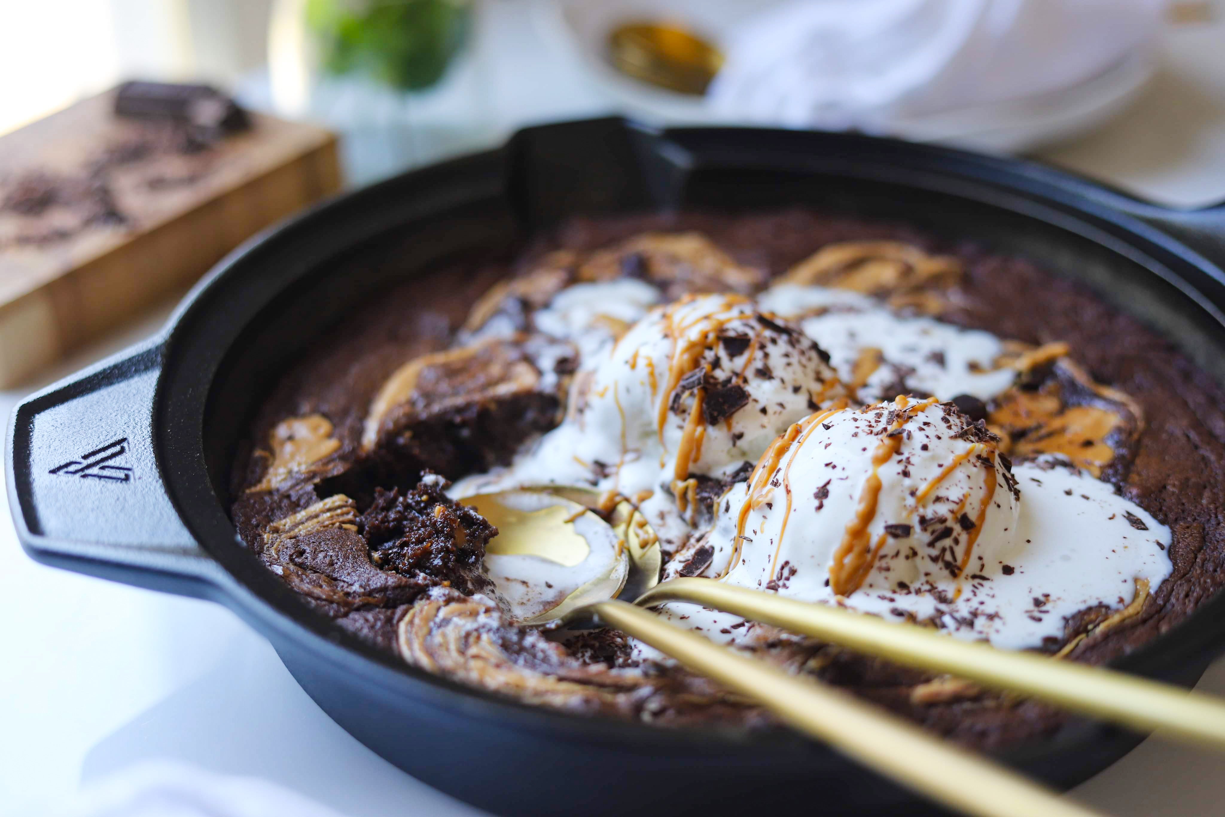 Fudge Peanut Butter Brownie Skillet