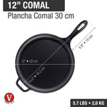 12-Inch Cast Iron Comal & Pizza Pan – Long Handle and Loop Handle