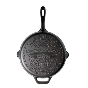 12-Inch Day of Dead Calaca Cast Iron Skillet