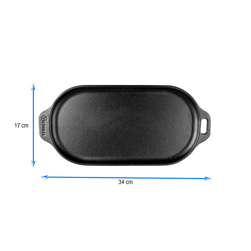 13.5-Inch Rectangular Sizzle Pan and Serving Plate Cast Iron