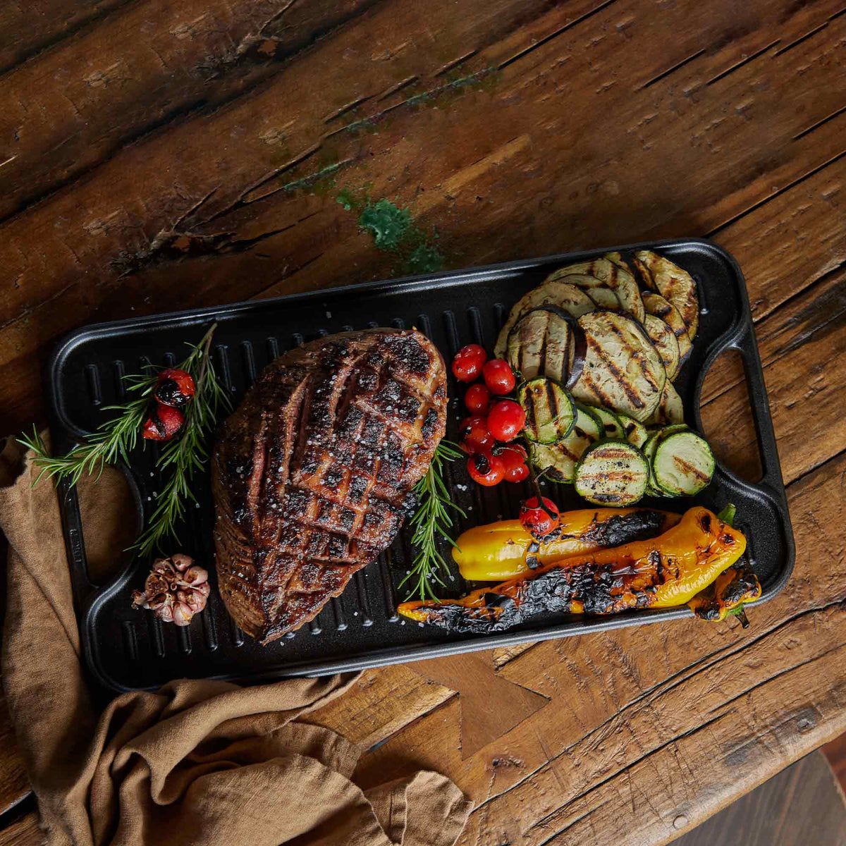 Rectangular Cast Iron Reversible Griddle – 18.5” x 10”