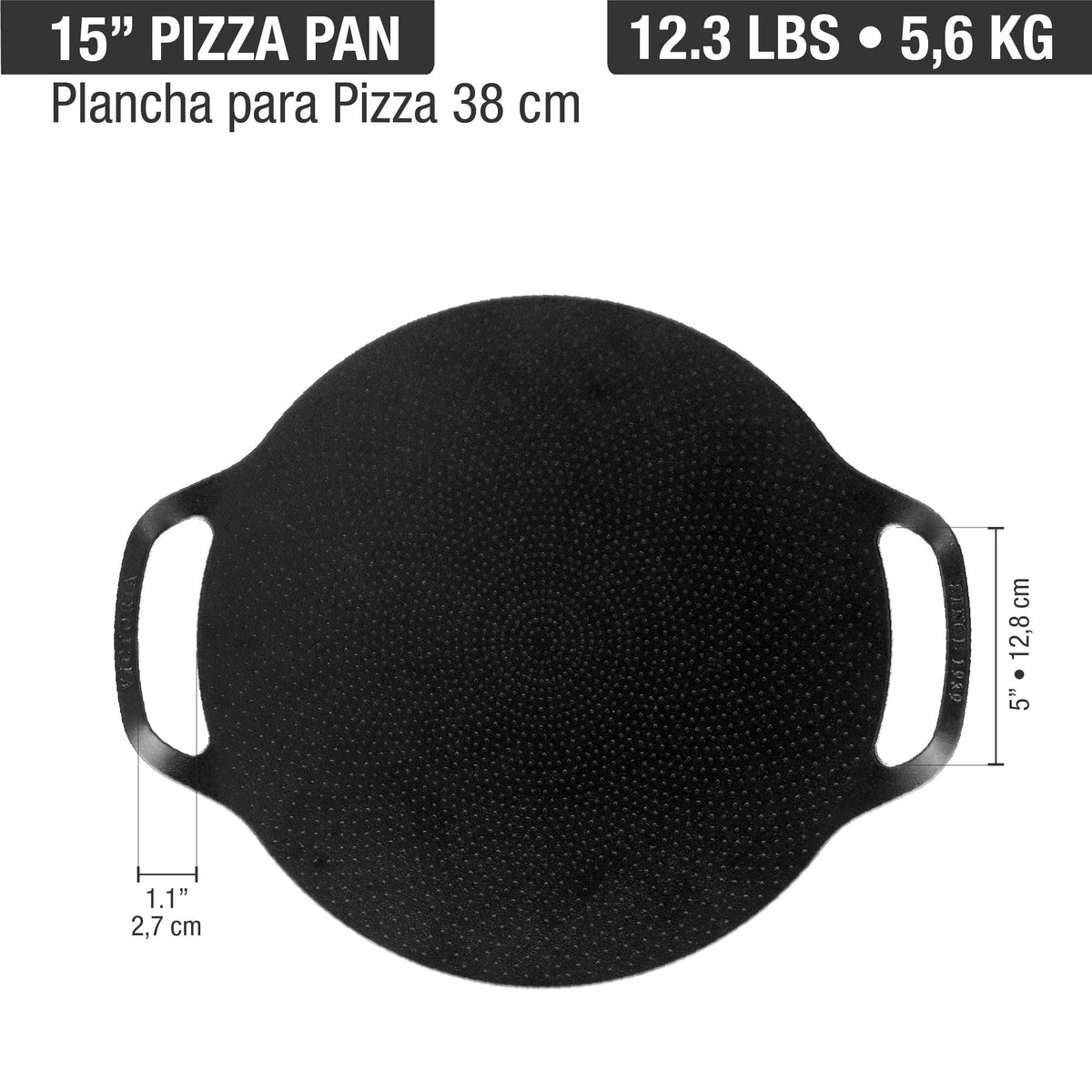 15-Inch Cast Iron Pizza Pan & Comal – Dual Handles