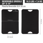 Rectangular Cast Iron Reversible Griddle – 20"x14" Extra Large