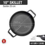 10-Inch Cast Iron Round Skillet with Double Loop Handles