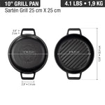 10-Inch Cast Iron Round Grill Pan with Double Loop Handles