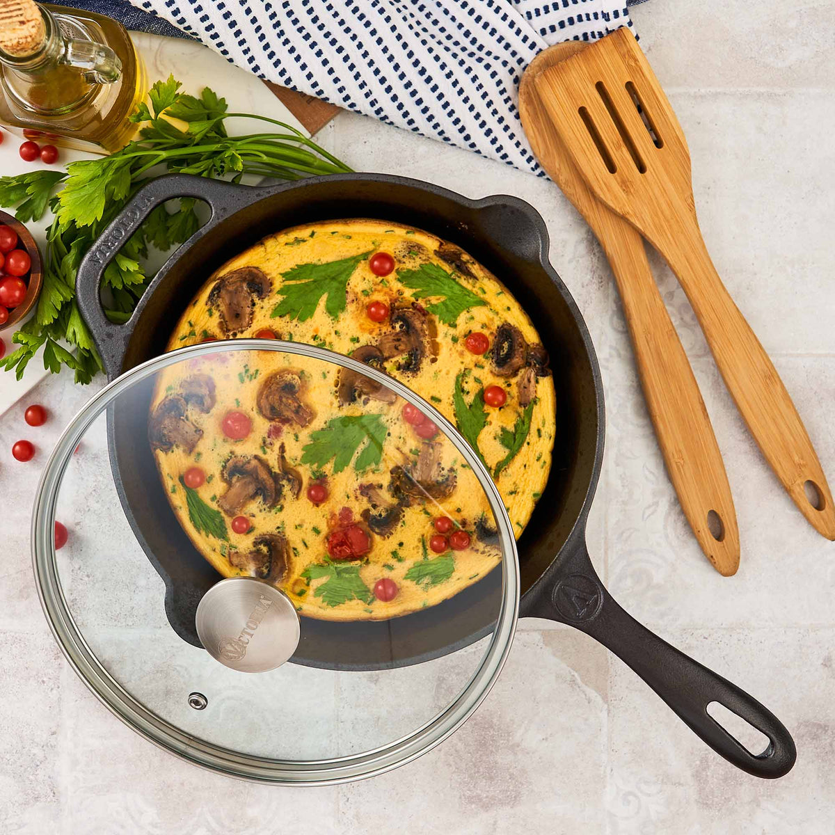 Glass Lid with Stainless Steel Knob for 10" Skillet