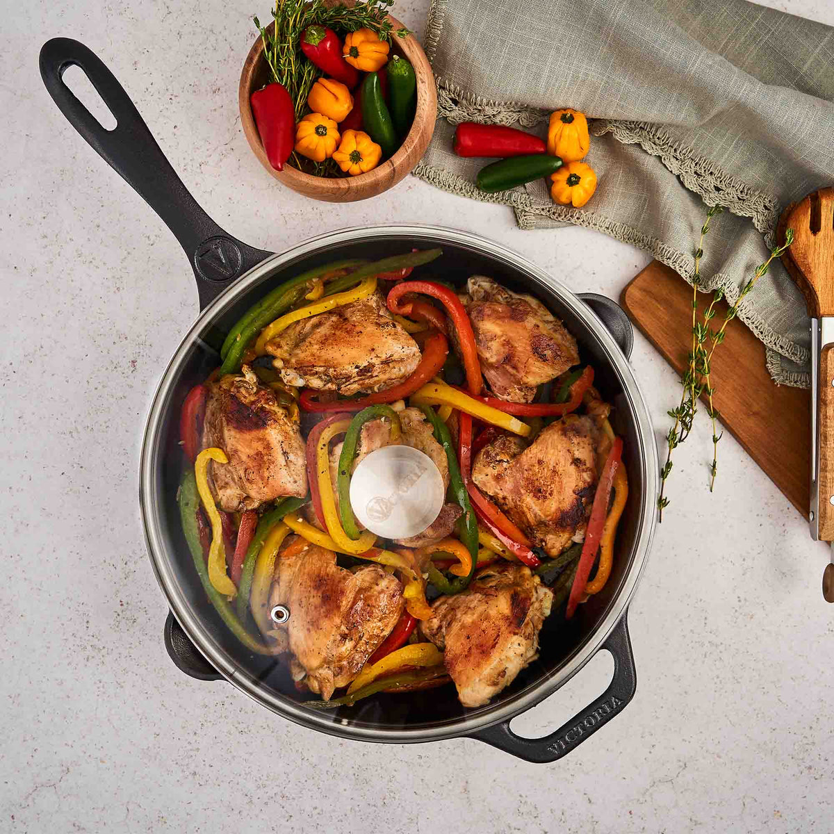 Glass Lid with Stainless Steel Knob for 12" Skillet