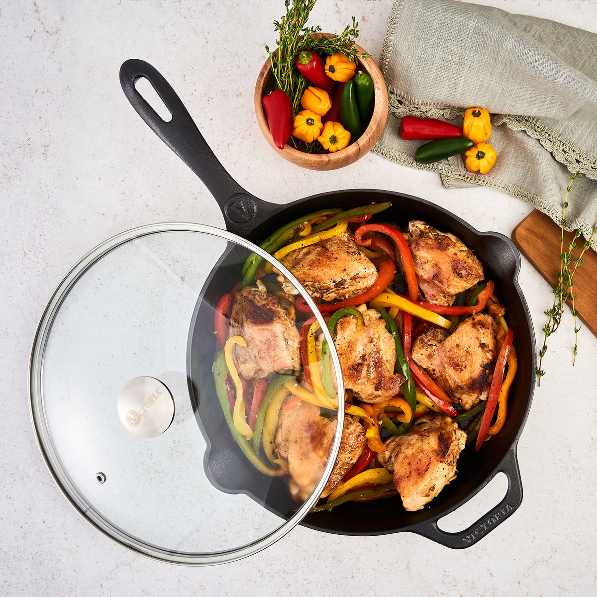 Glass Lid with Stainless Steel Knob for 12" Skillet