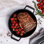 10-Inch Cast Iron Round Grill Pan with Double Loop Handles