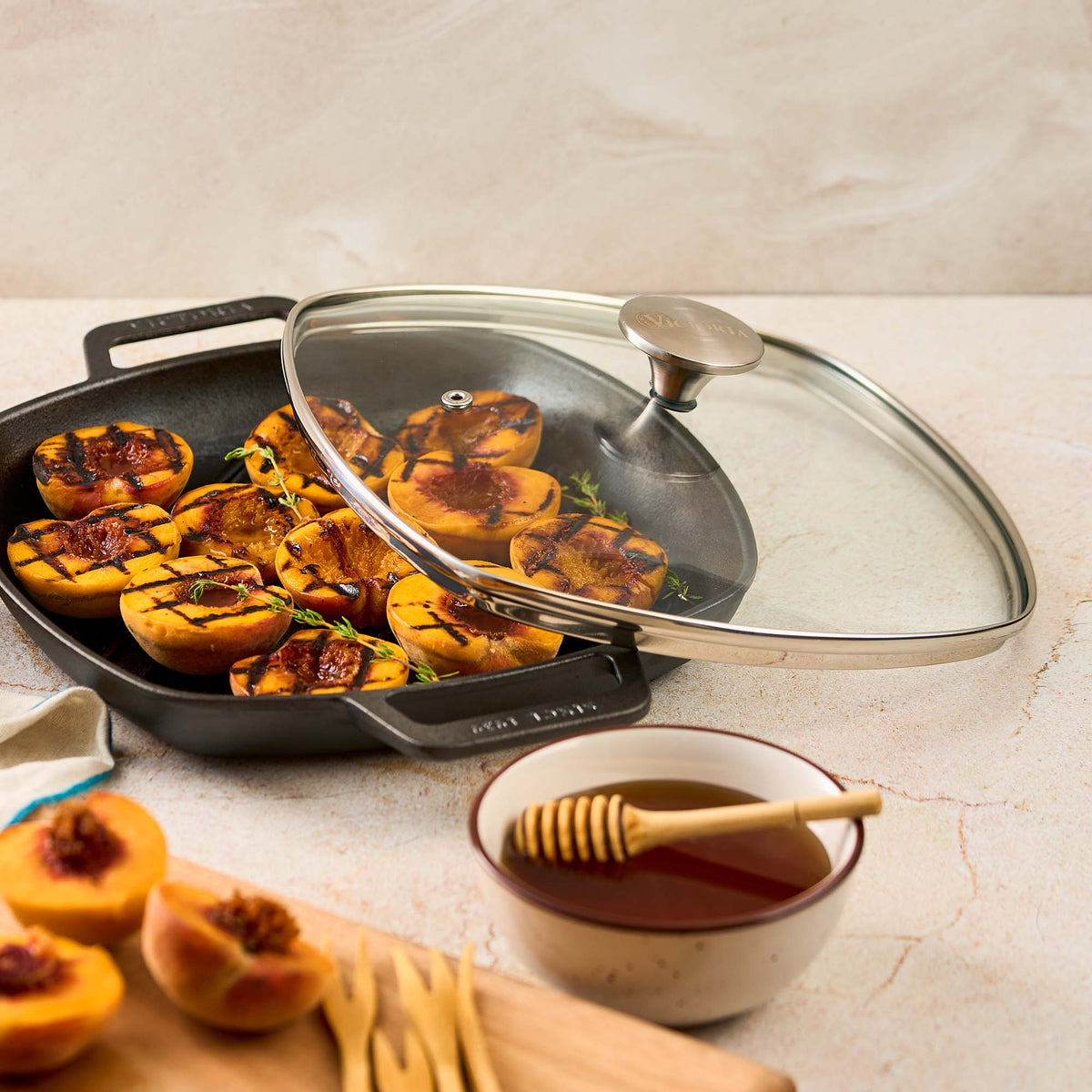 Glass Lid with Stainless Steel Knob for 10" Grill Pan