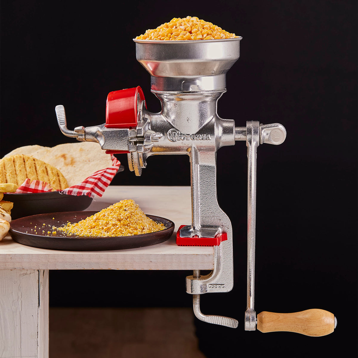 Cast Iron Tinned Grain Grinder/Corn Mill with Low Hopper